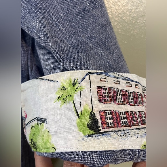 Chicos No Iron. 100% Linen Chambray Blue Shirt Top 3/4 Sleeves Size 1/10 - Picture 4 of 13